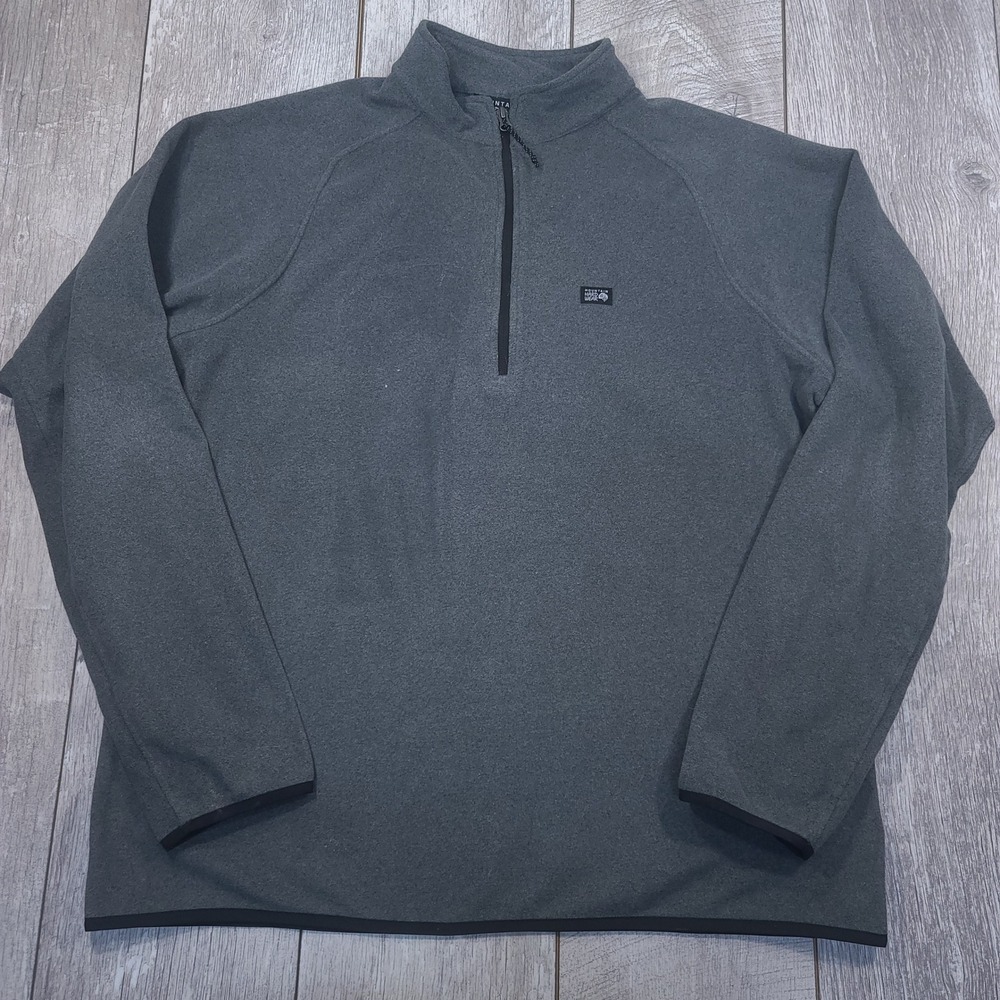 Mountain Hardwear Microchill Fleece Pullover Mens XXL Gray 1/4 Zip Jacket